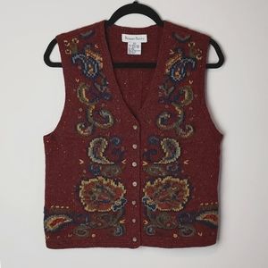 Cottagecore Burgundy Knit Wool Blend Vest